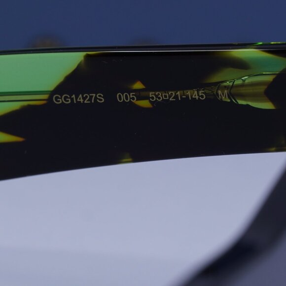 Gucci GG1427S 005 Square Sunglasses - Black/Green Havana/Green - Picture 8 of 12